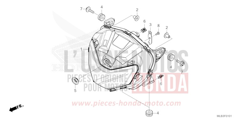 HEADLIGHT (CB750AS) for Hornet 750 MAT PEARL GLARE WHITE (NHB54) from 2025